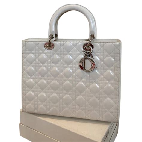 lady dior white patent nag